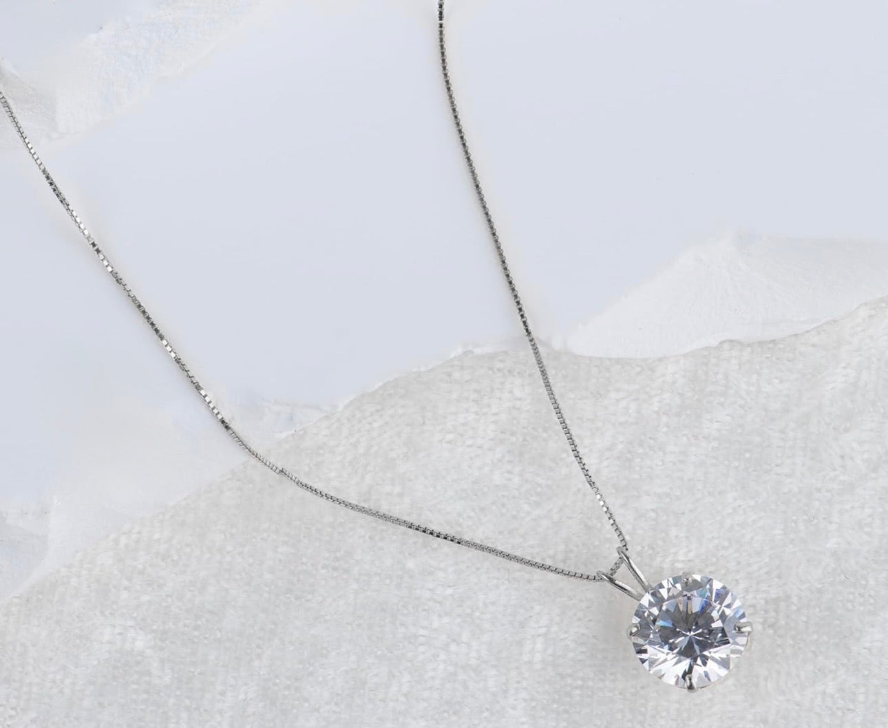 925 Sterling Silver Cushion Cut Necklace 1 mm