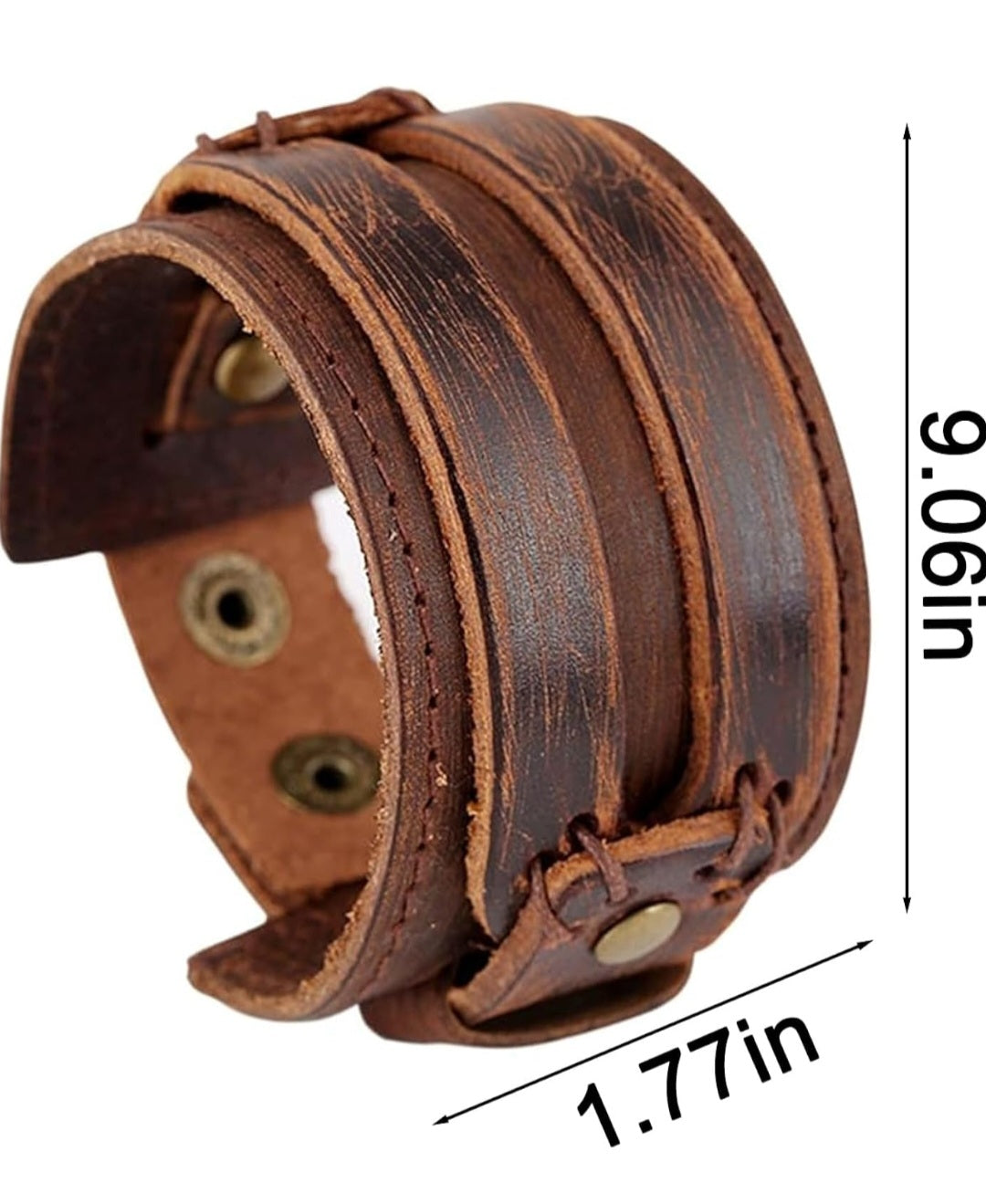 Antique Men's Brown Leather Cuff Bracelet