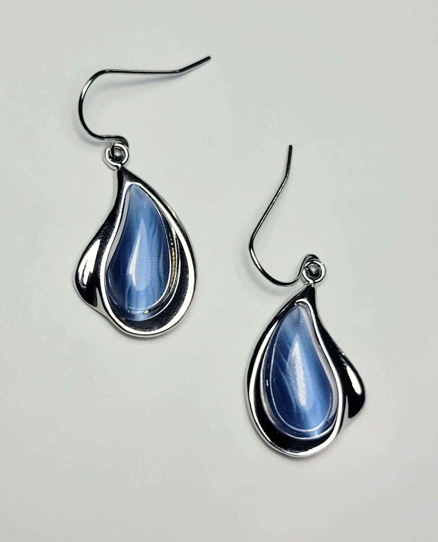 Light Blue Tear Drop Swirl Earrings