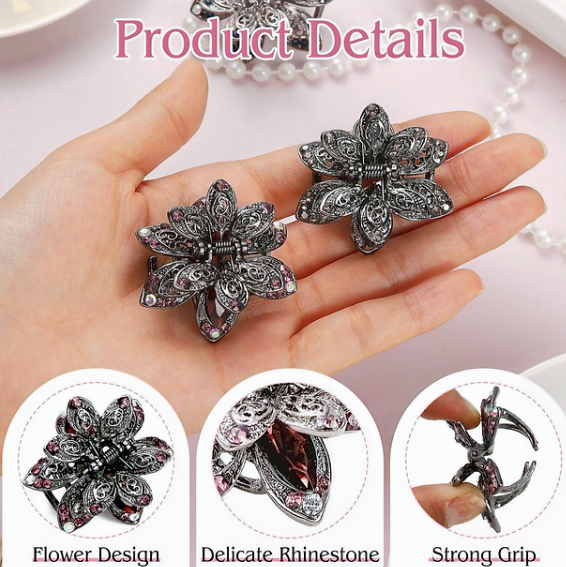 Set Of 3 Crystal Rhinestone Claw Hair Clips