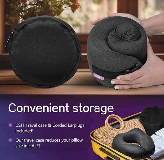 CSJT Travel Pillow Vac Compressed Memory Foam
