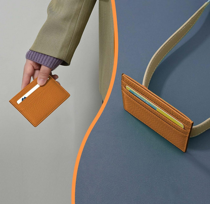 Serga Genuine Leather Card Case (Cognac Peebble )