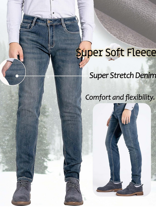 Zhorefine Mens Super Soft Fleece Jeans