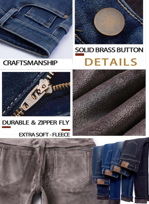 Zhorefine Mens Super Soft Fleece Jeans