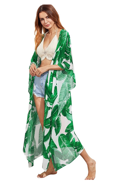 Women's Flowy Kimono Cardigan Open Front Maxi Dress