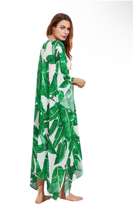 Women's Flowy Kimono Cardigan Open Front Maxi Dress