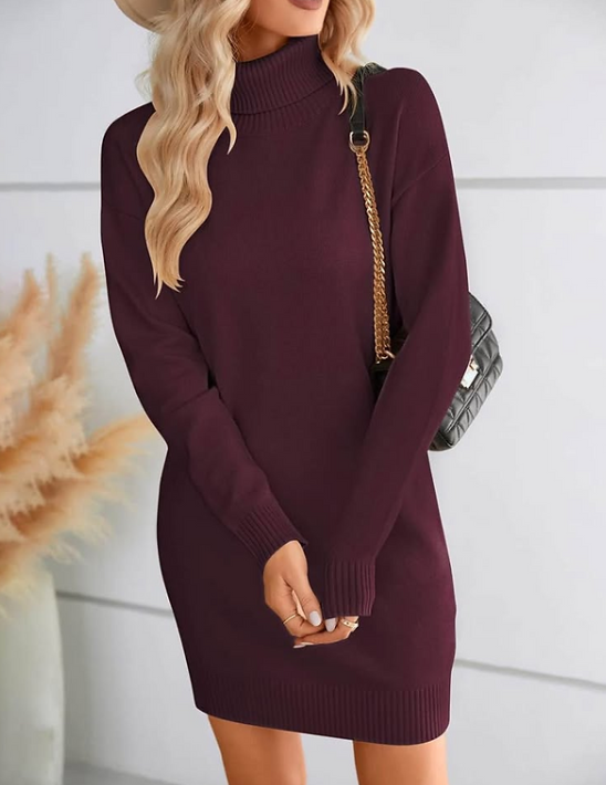 SENFURE Women Turtleneck Long Loose Oversized Casual Sweater