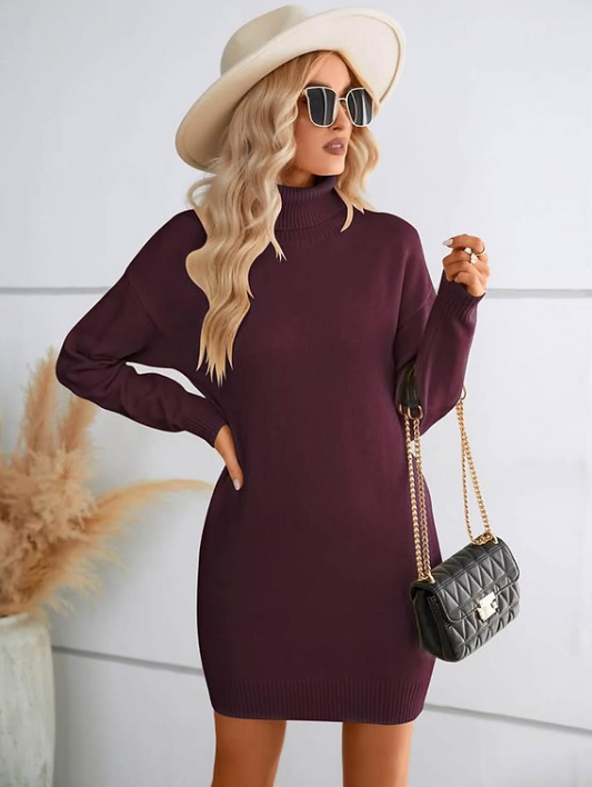 SENFURE Women Turtleneck Long Loose Oversized Casual Sweater