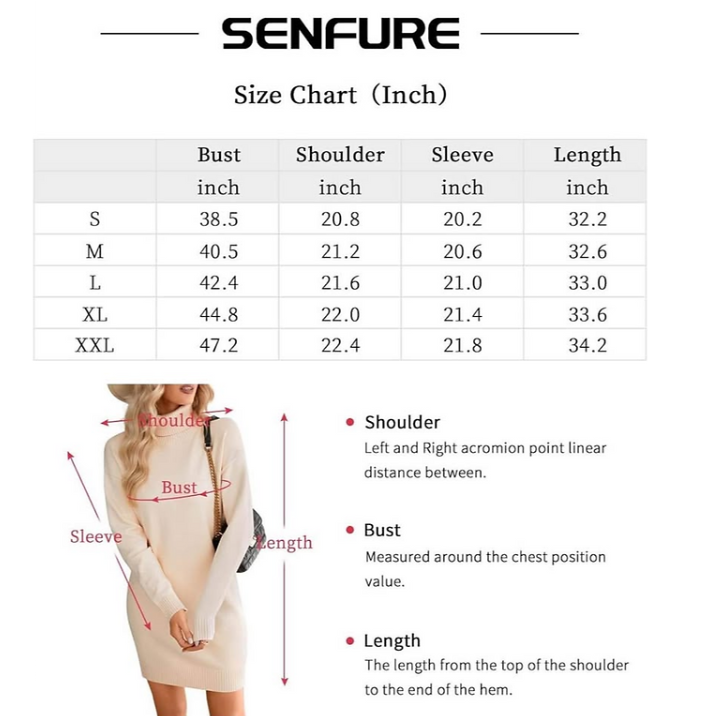 SENFURE Women Turtleneck Long Loose Oversized Casual Sweater