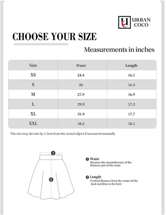 Urban CoCo Women's Basic Versatile Stretchy Flared Casual Mini Skater Skirt