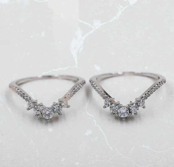 Wedding Rings Sterling 925 Silver Set of 2