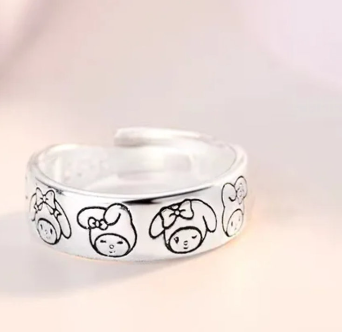 Hello Kitty Character Silver Plated Ring 7 mm