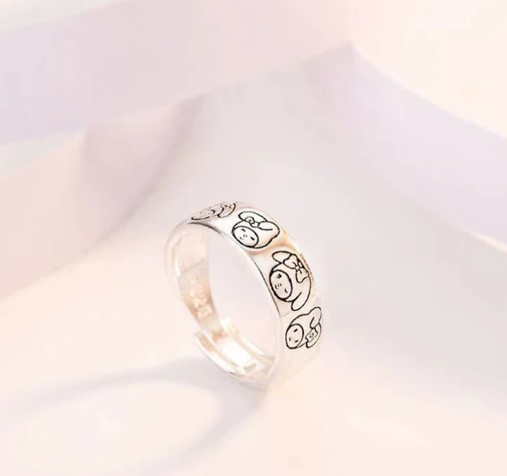 Hello Kitty Character Silver Plated Ring 7 mm