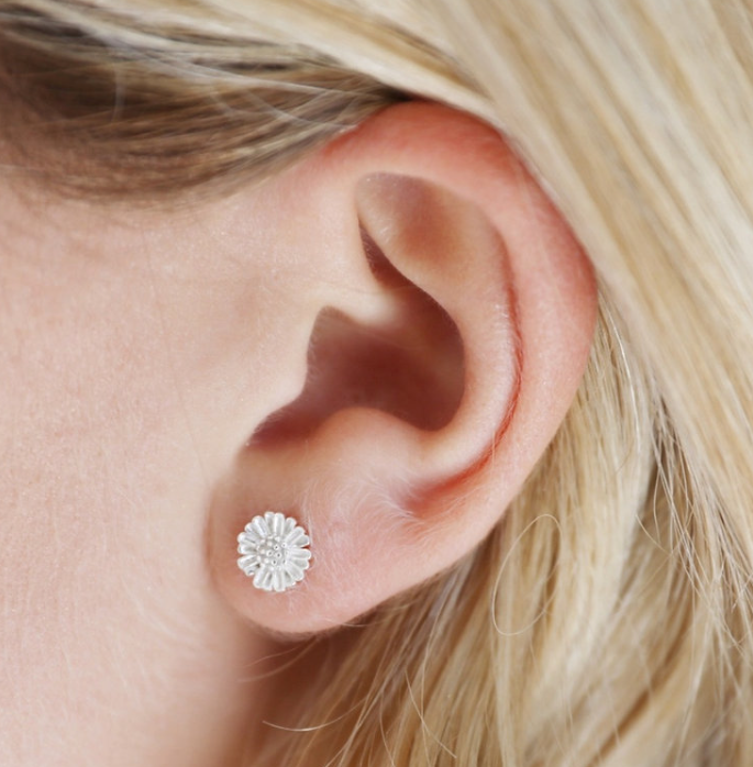 Sterling Silver Stud Flower Earrings