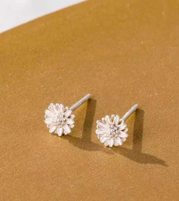 Sterling Silver Stud Flower Earrings
