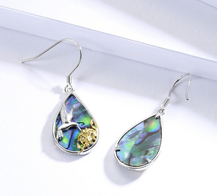 Sterling Silver Teardrop Abalone Earrings