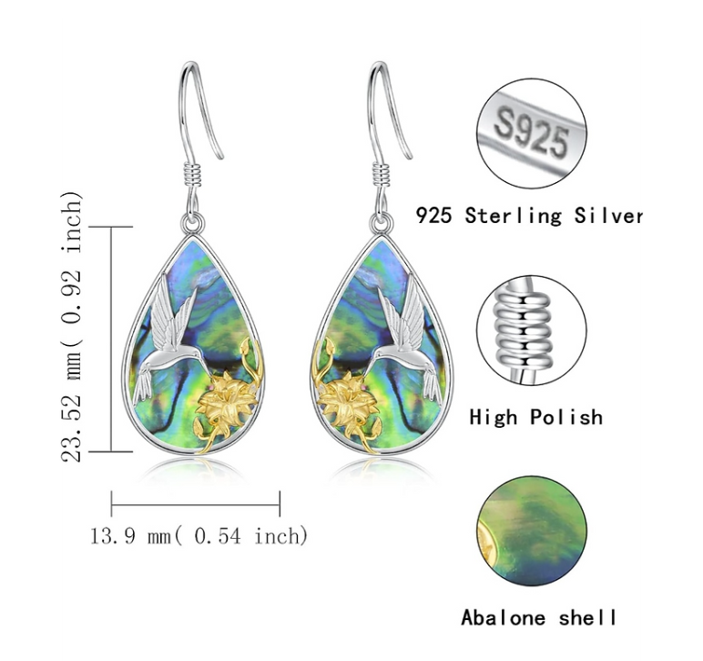 Sterling Silver Teardrop Abalone Earrings