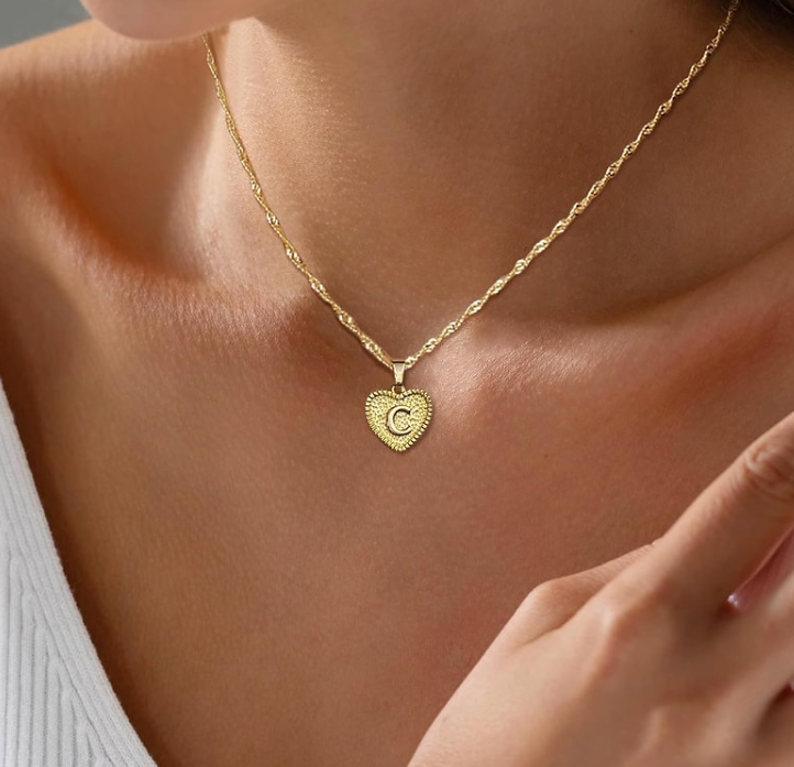 "C" Initial Necklace 14K Gold Plated 2 mm