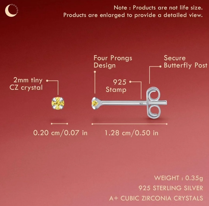 Sterking Silver Piercing Earrings 2 mm