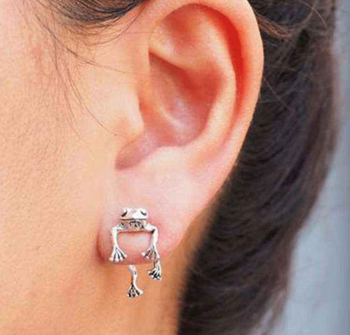 Sterlong Silver Earrings Frog