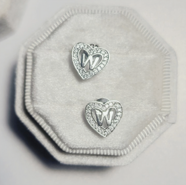 Sterling 925 Silver Letter "W" Earrings