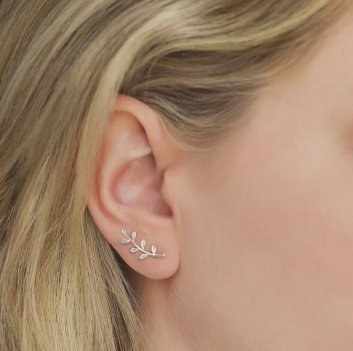Sterling 925 Silver Leaf Earrings