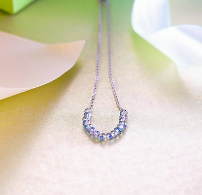 Steling Silver Bracelet Crystal Beads