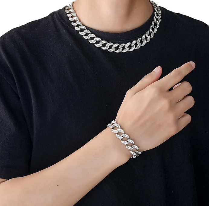 Fashion Set: Sparkling Chain With Bracelet 1.3 cm