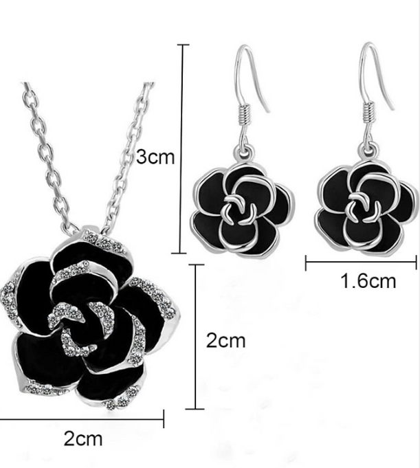 Fashion Flower Set: Necklace With Earrings