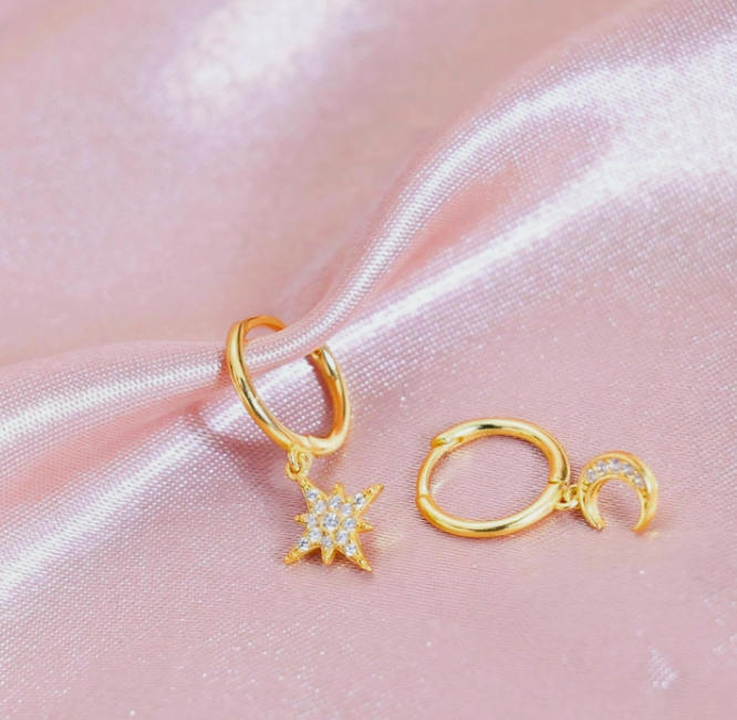 Moon Star Hoop Earrings