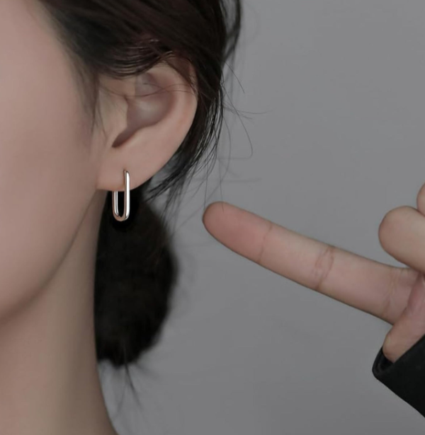 Silver Paperclip Hoop Earrings