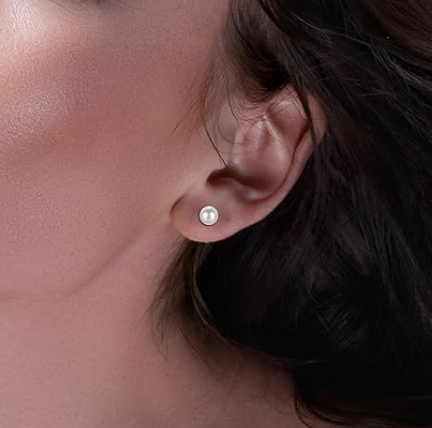 Silver Pearl Stud Earrings