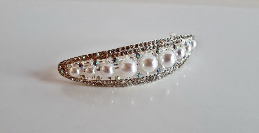 Silver patent hair clip