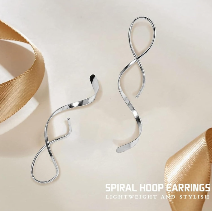Sterling Silver Spiral Threader Earrings.