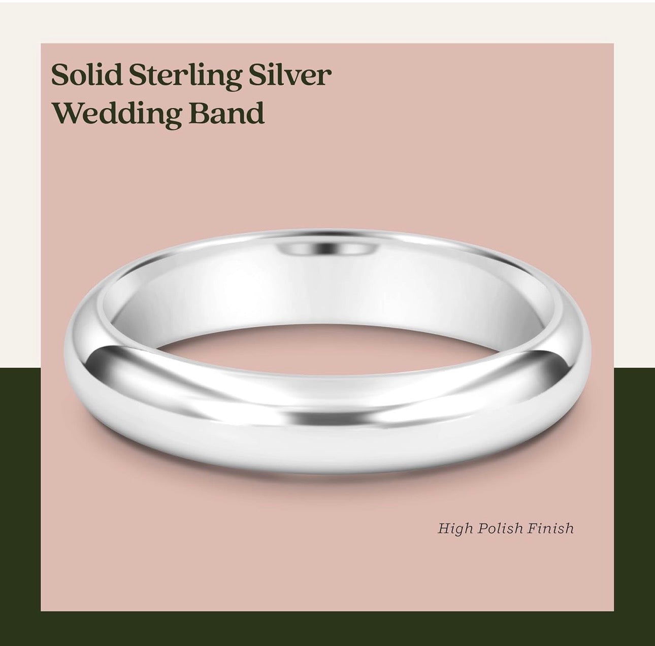 Sterling Silver Wedding Band Ring 4 mm