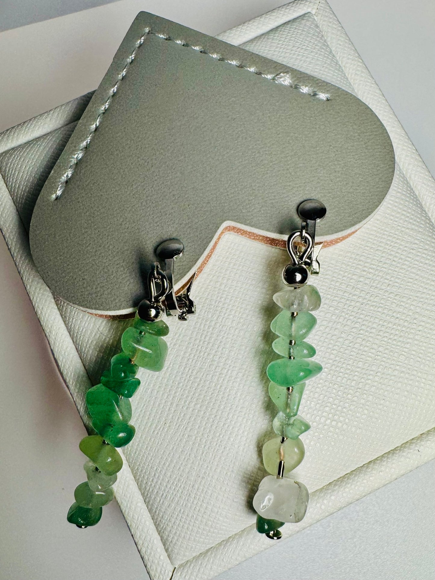 Gemstone Dangle Clip On Earrings