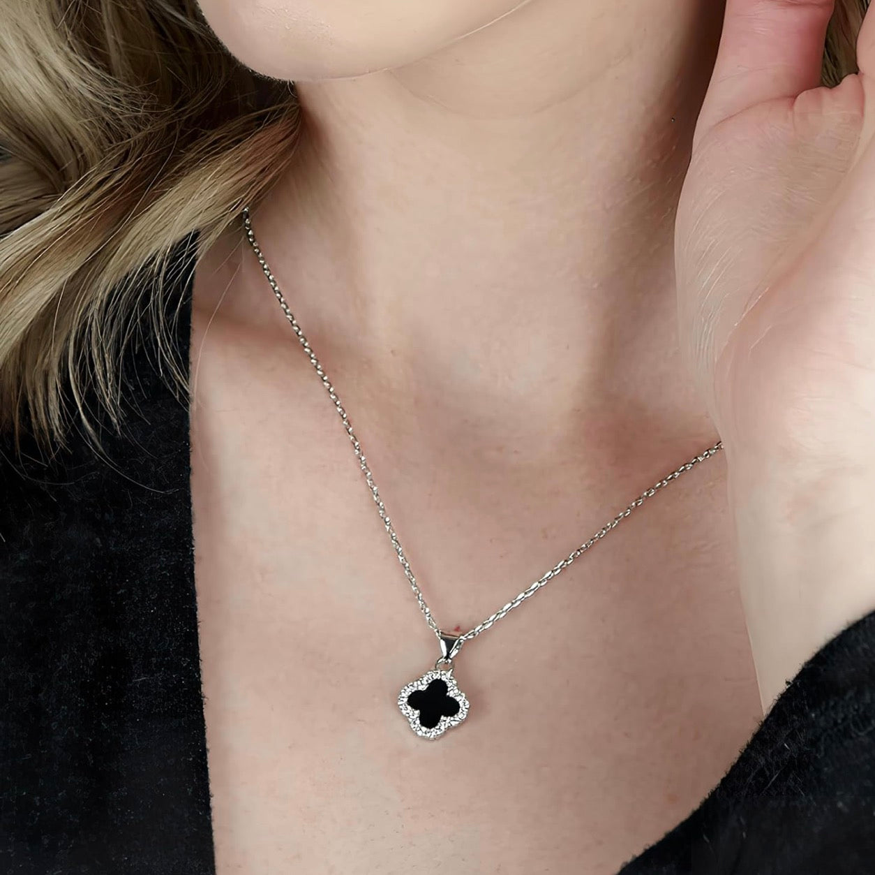 2 Side Four Leaf Clover Necklace