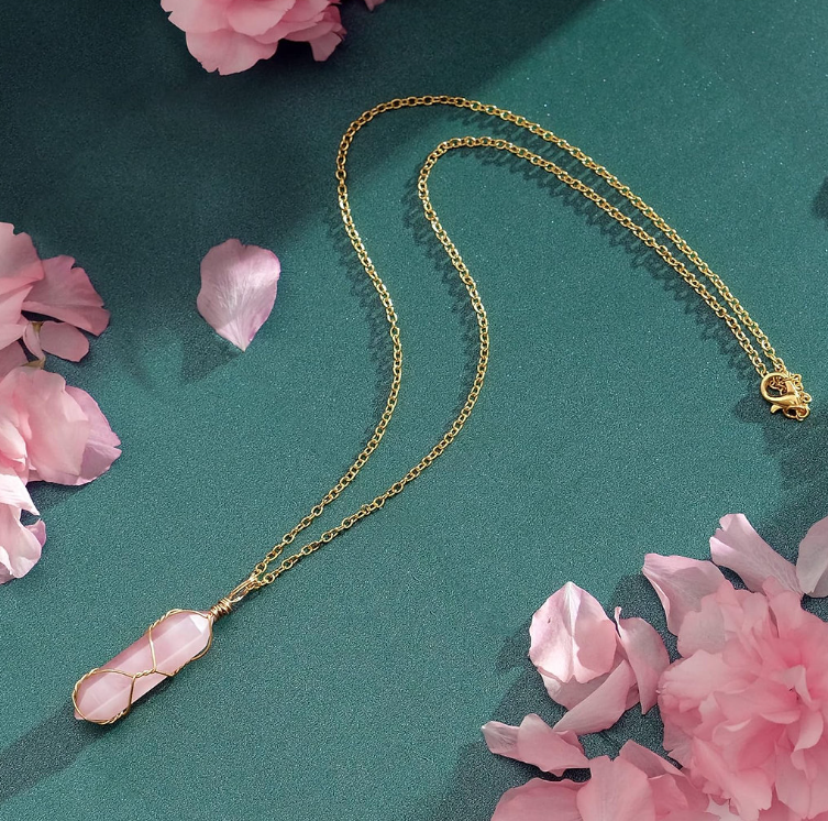 Rose Quartz Crystal Necklace