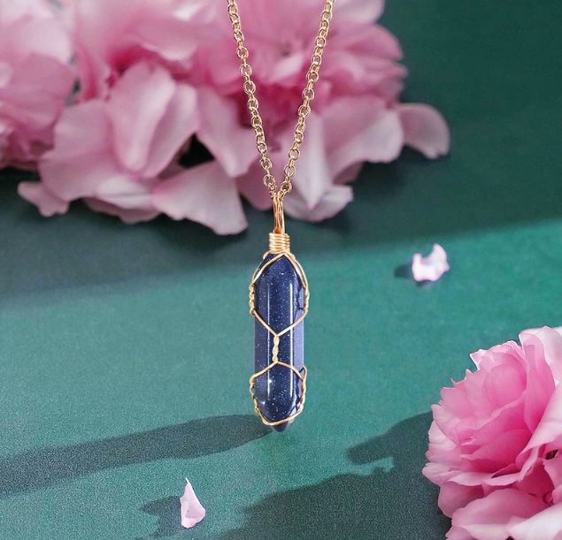 Artificial Blue Sandstone Crystal Pendant