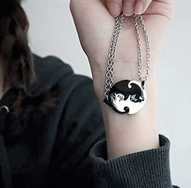 Set Of 2 Cat Pendant Necklaces