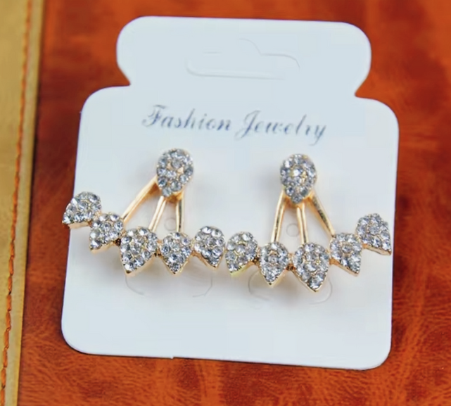 Vintage Crystal Flower Ear Jacket Earrings
