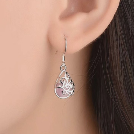 Vintage Style Copper Earrings with Synthetic Zirconia Pendants