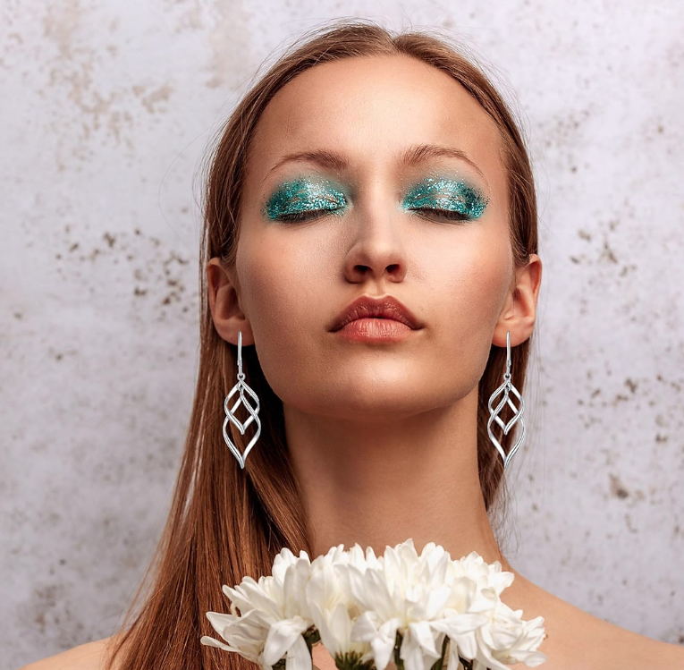 Linear Swirl Drop Statement Earrings