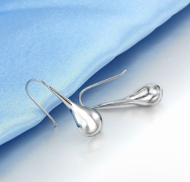 925 Sterling Silver Ear Needle With Teardrop & Waterdrop Earrings