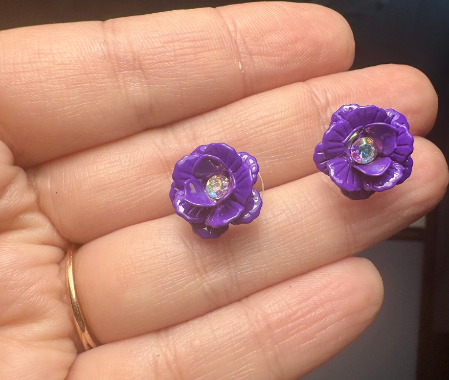 Romantic Flowers and Hearts Earrings. Set of 2 pair