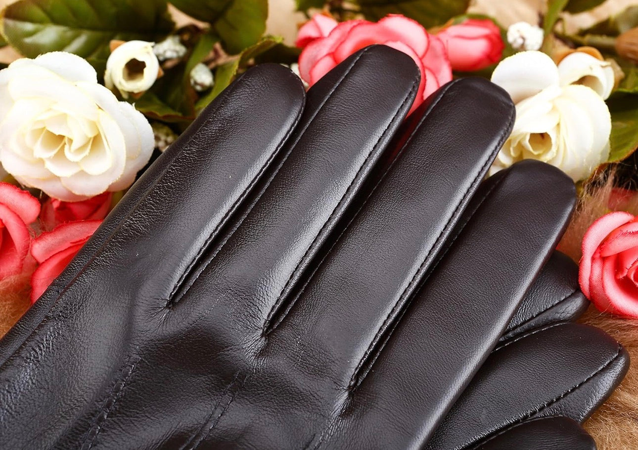 Men’s Lambskin Leather Warm Lining Classic Winter Gloves