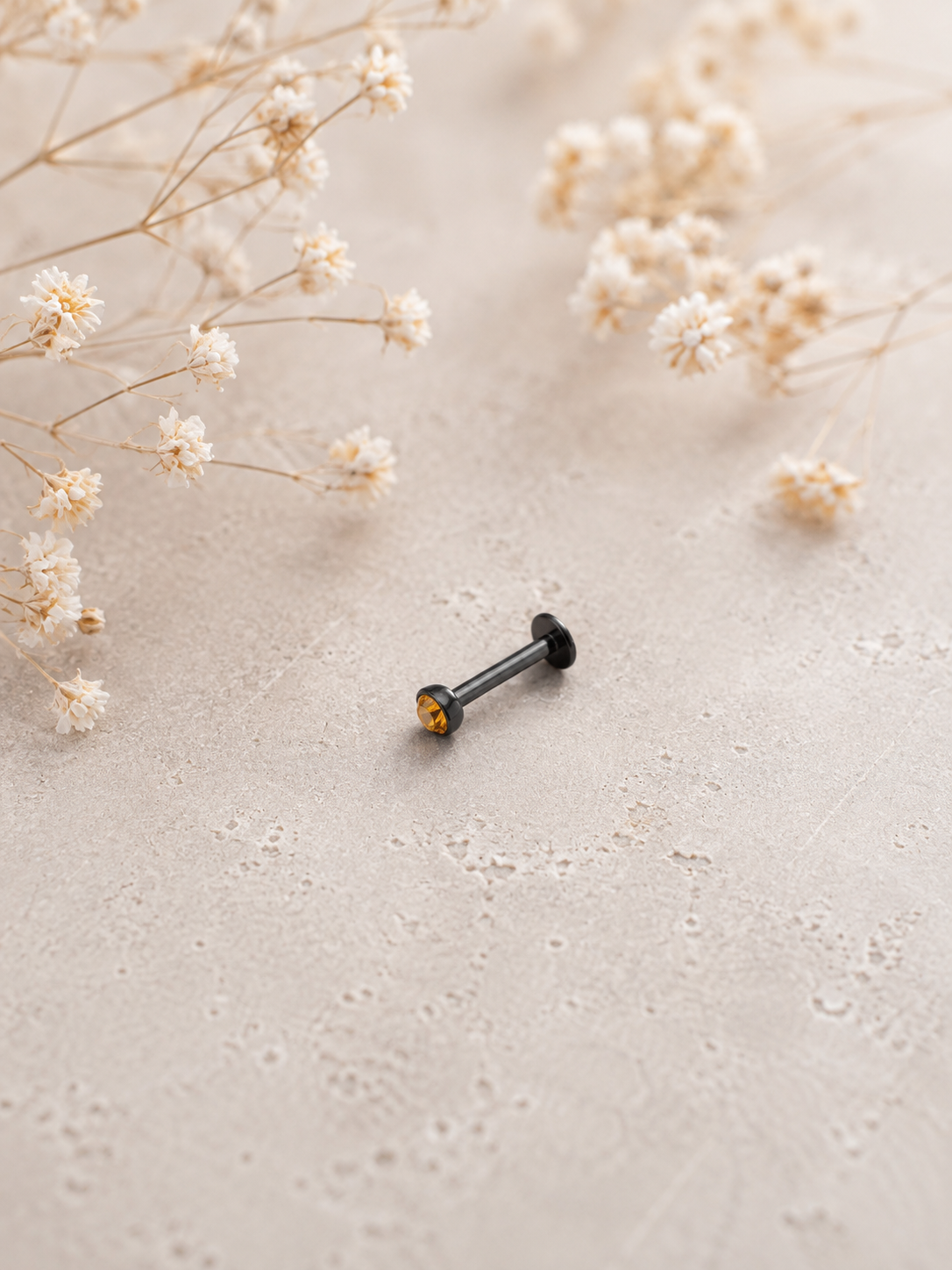 16G Black Surgical Steel Labret Stud – Colorful CZ Flat Back Piercing