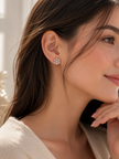 Sparkling Snowflake Cubic Zirconia Stainless Steel Stud Earrings