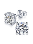 Sparkling Moissanite Stud Earrings – Hypoallergenic 18K White Gold Over Silver