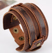 Antique Men's Brown Leather Cuff Bracelet – Genuine Vintage Wide Bangle